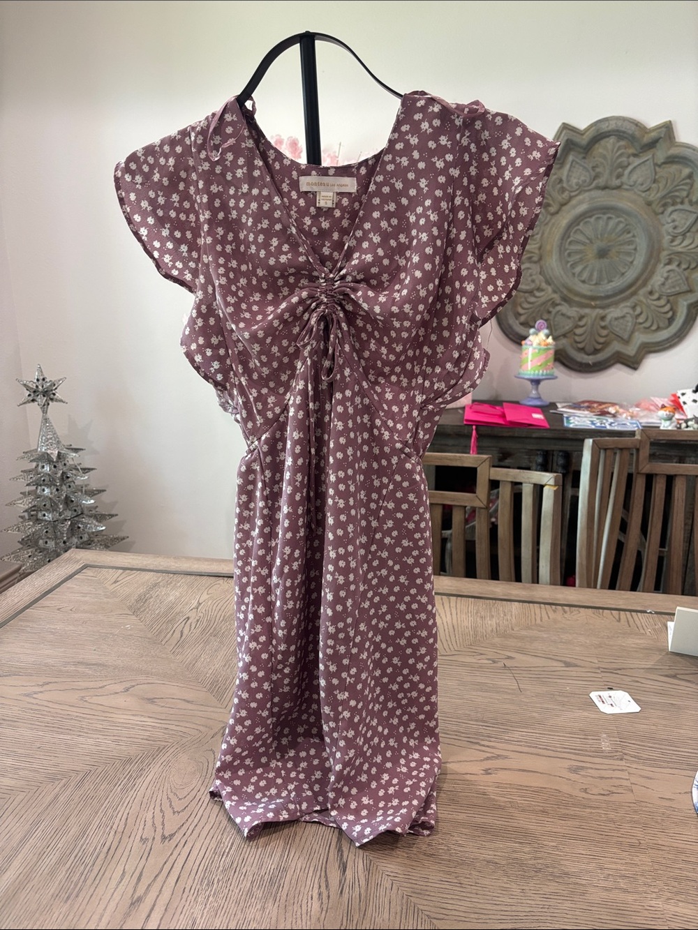 Floral Tie-Front Mauve Women's Dress
